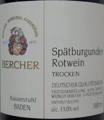 Weingut Bercher Spätburgunder Rotwein trocken - 1,0 Ltrfl. 