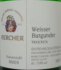 VDP-Weingut Bercher  Weisser Burgunder trocken - 1,0-Ltrfl. 